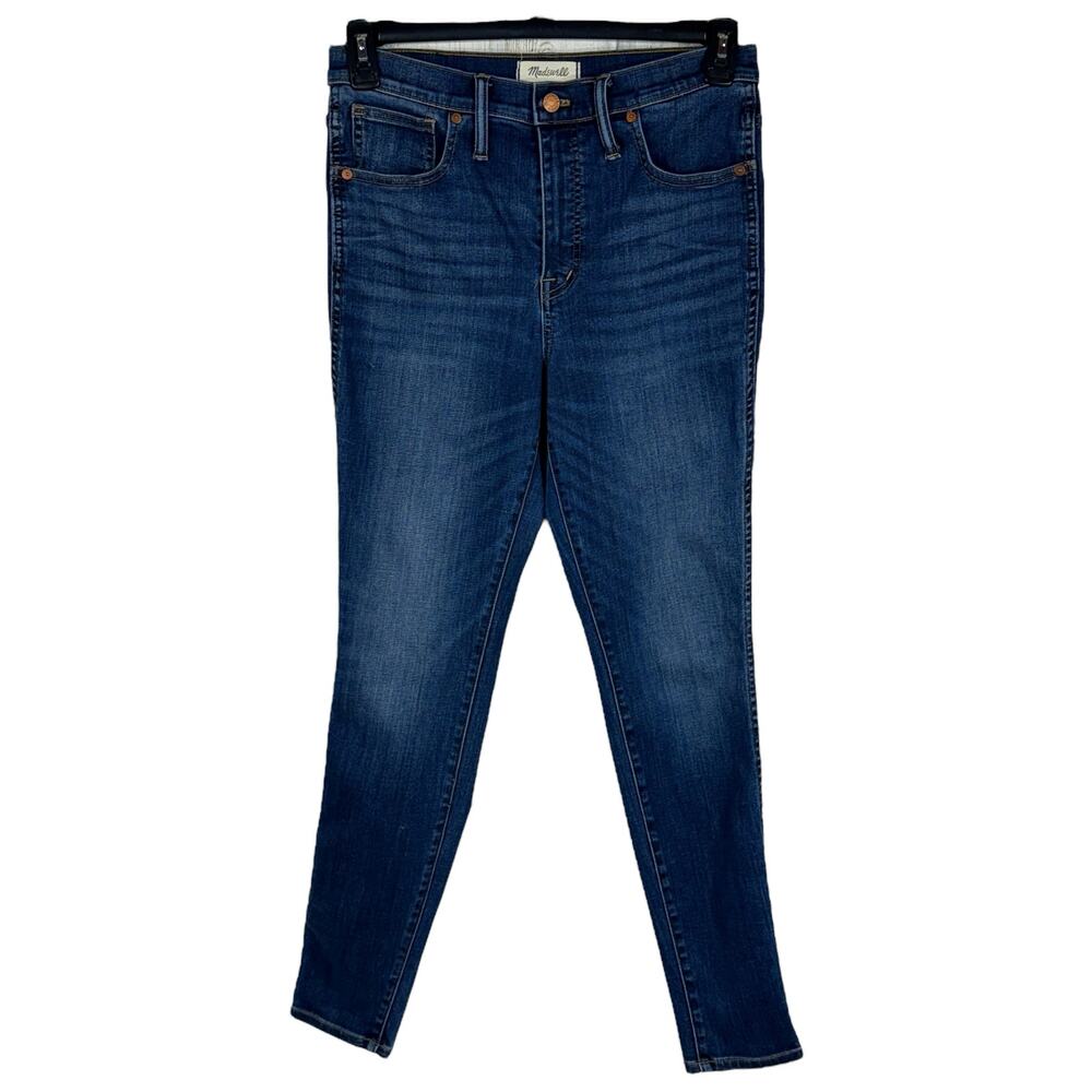 Madewell SZ 30 - 10” Hi-Rise Skinny Jeans Stretch Zip-Fly Pockets Whiskered Blue